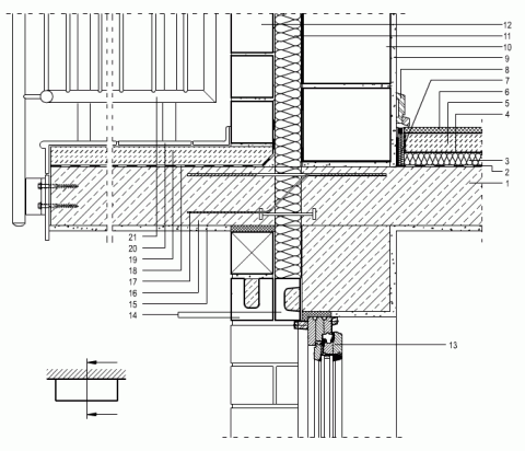 prehod stropne plošče v balkon s toplotnoizolativnim elementom - Varianta 1