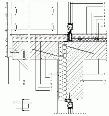 prehod stropne plošče v balkon s toplotnoizolativnim elementom - Varianta 2